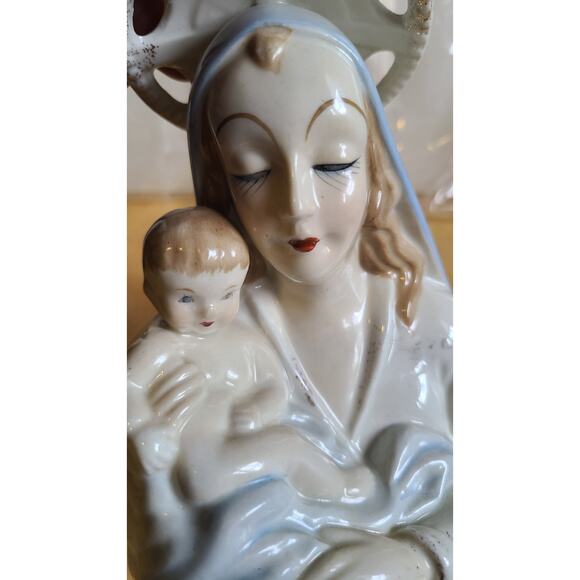Mother Mary and baby Jesus Planter pen holder vintage religious Decor gothic - Picture 6 of 8
